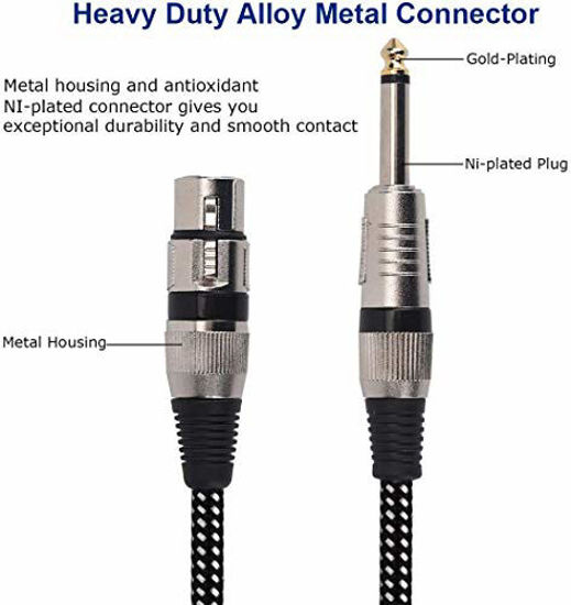 GetUSCart XLR Female To 1 4 Inch TS Cables 3 FT 2Pack Nylong Braided