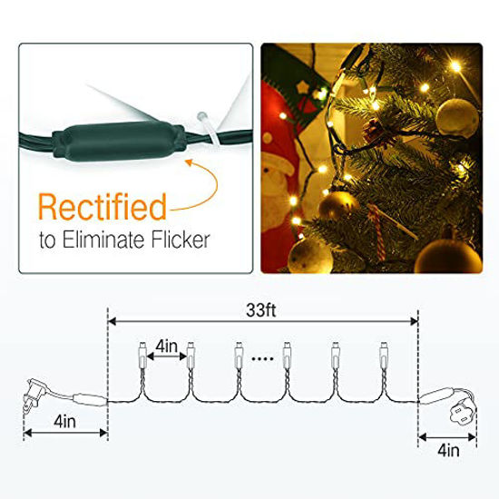 GetUSCart Brizled Christmas Lights 33ft 100 LED Christmas Tree Lights