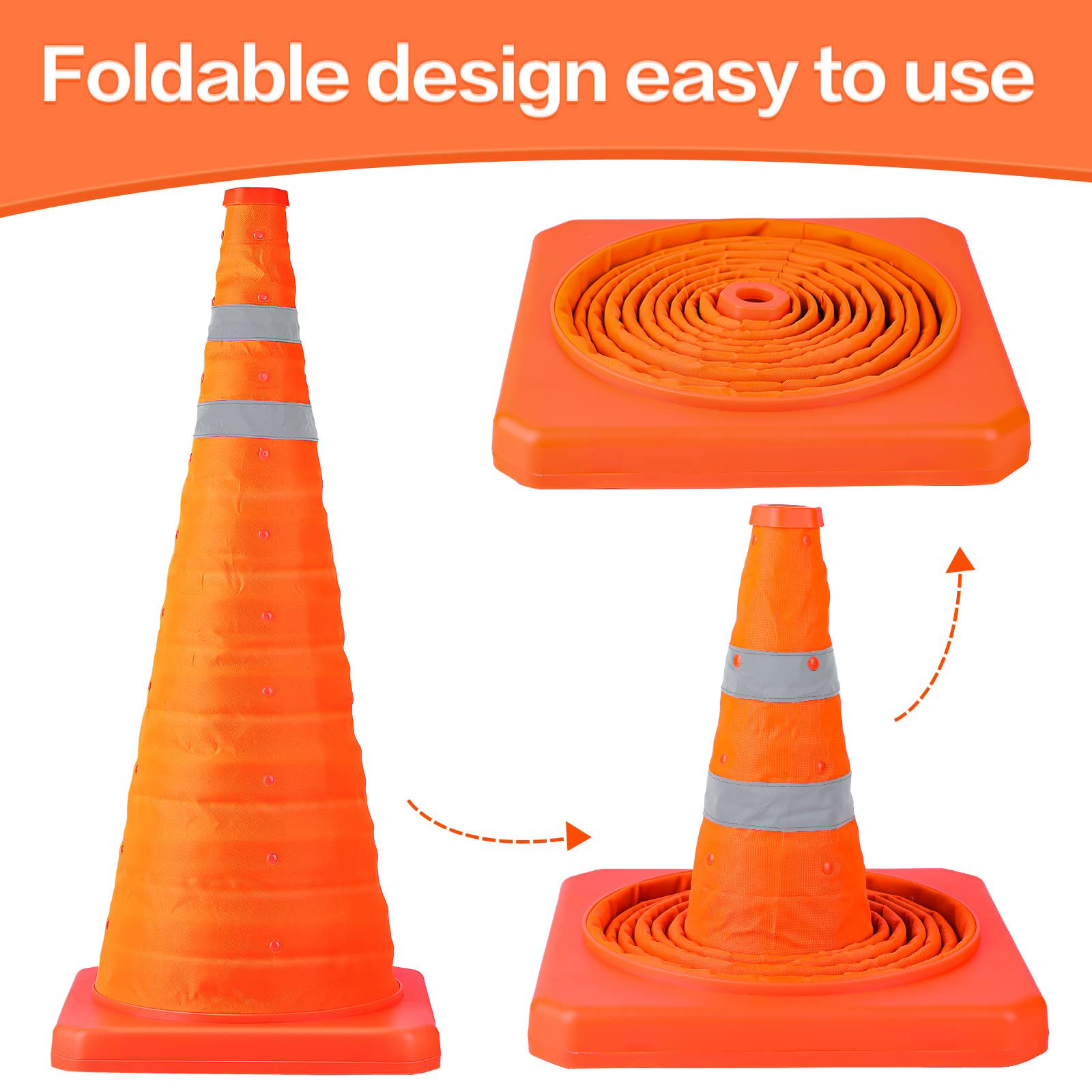 GetUSCart 4 Pack 28 Inch Collapsible Traffic Safety Cones Parking