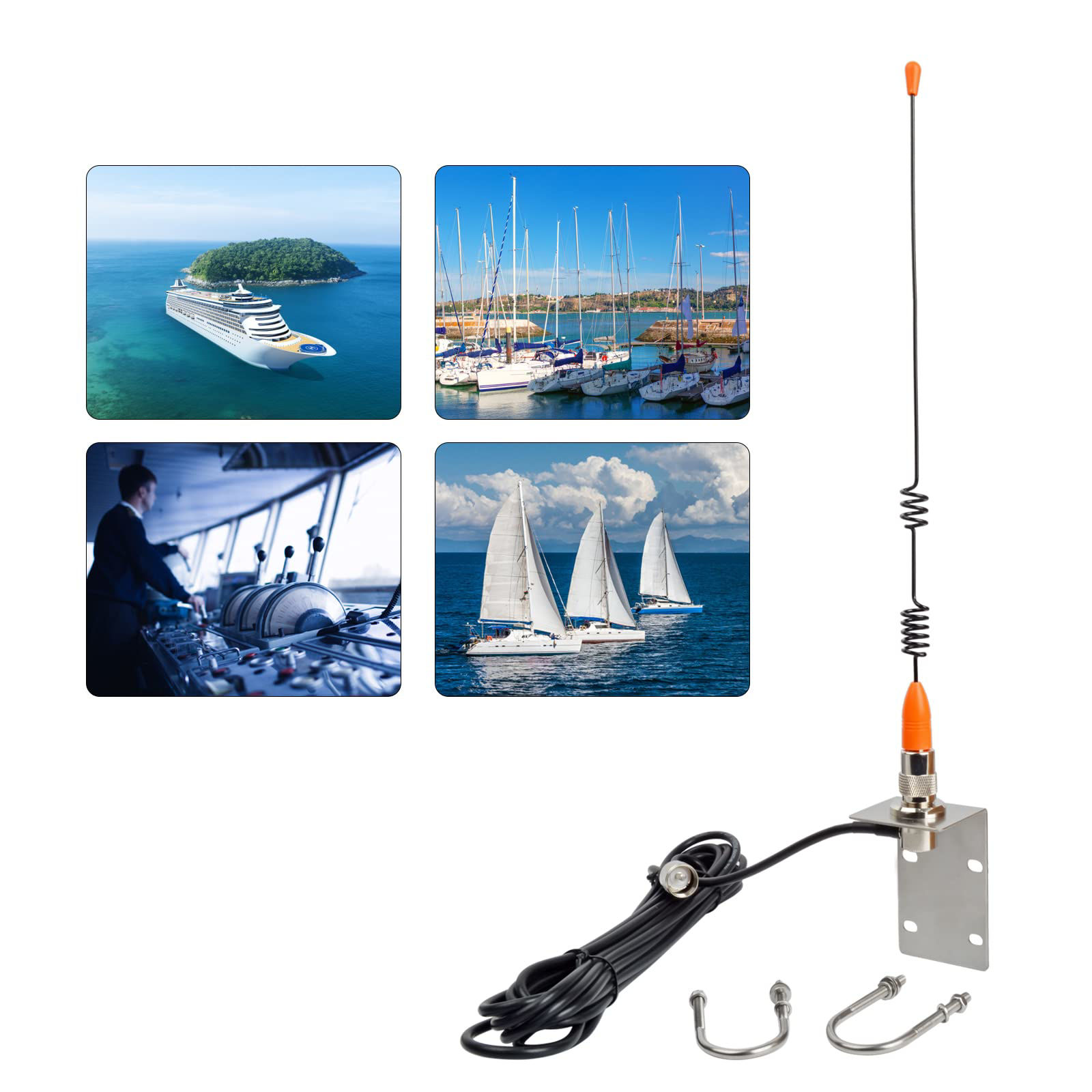 GetUSCart UAYESOK 13 4 Inch Marine VHF Antenna 159V02 Low Profile