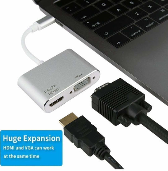 GetUSCart USB C To HDMI VGA Adapter USB Type C Thunderbolt 3