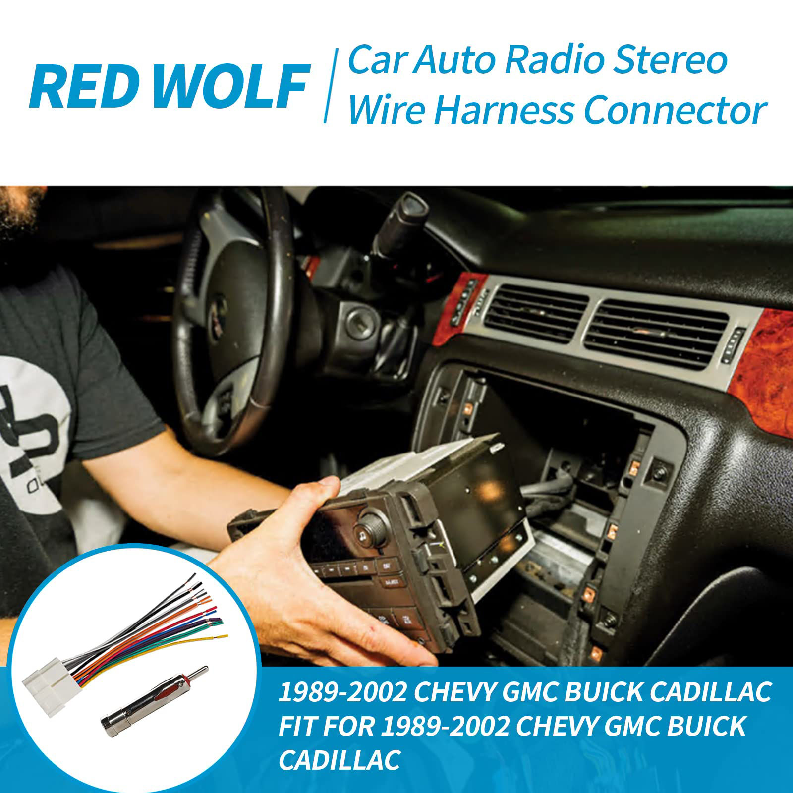 GetUSCart RED WOLF Stereo Wiring Harness Replacement For 1988 2002 GM