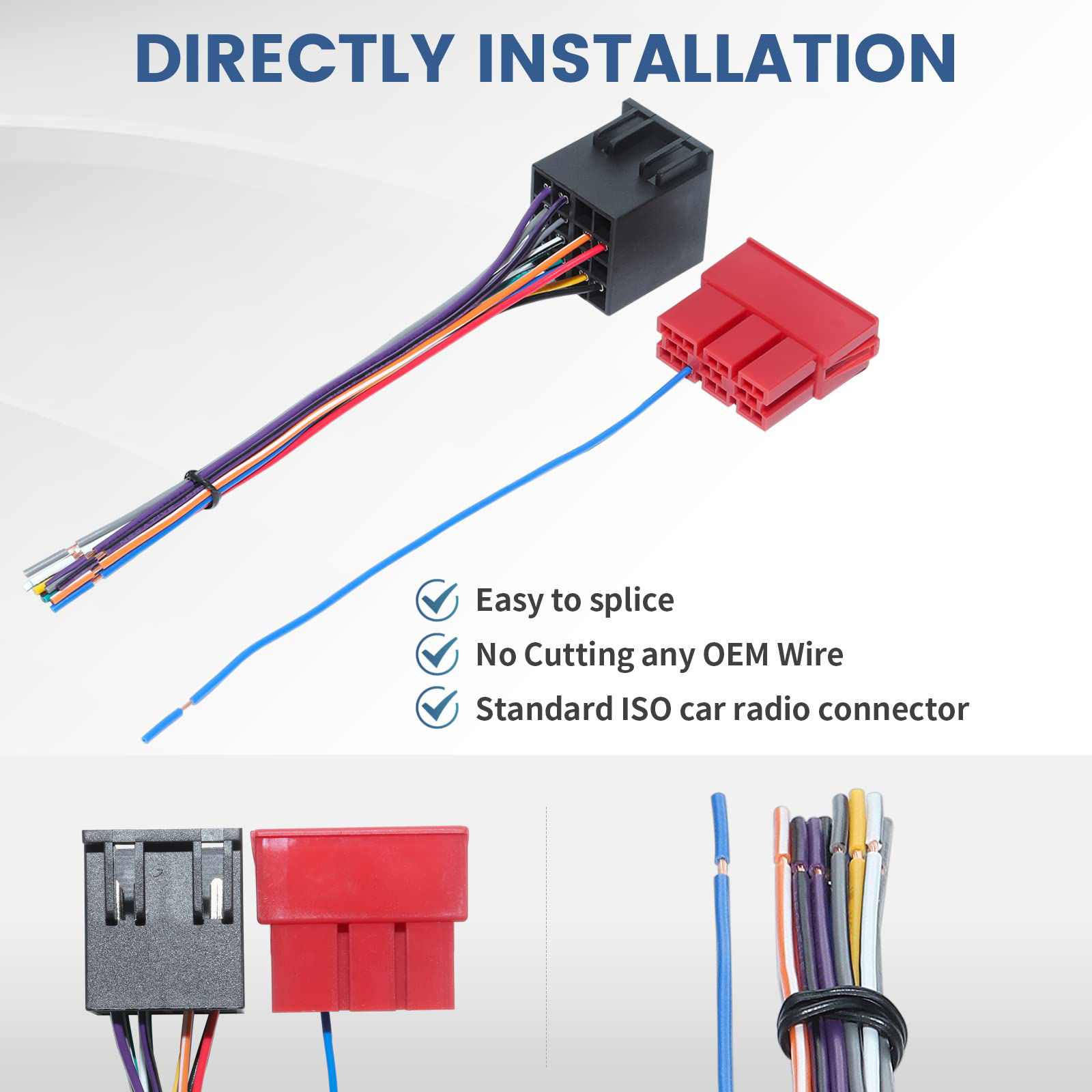 Getuscart Red Wolf Iso Car Radio Stereo Wiring Harness Connector Plug