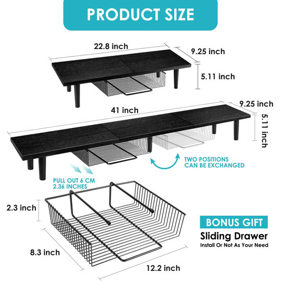 Getuscart Ruilalife Dual Monitor Stand With Drawer For Desk Large