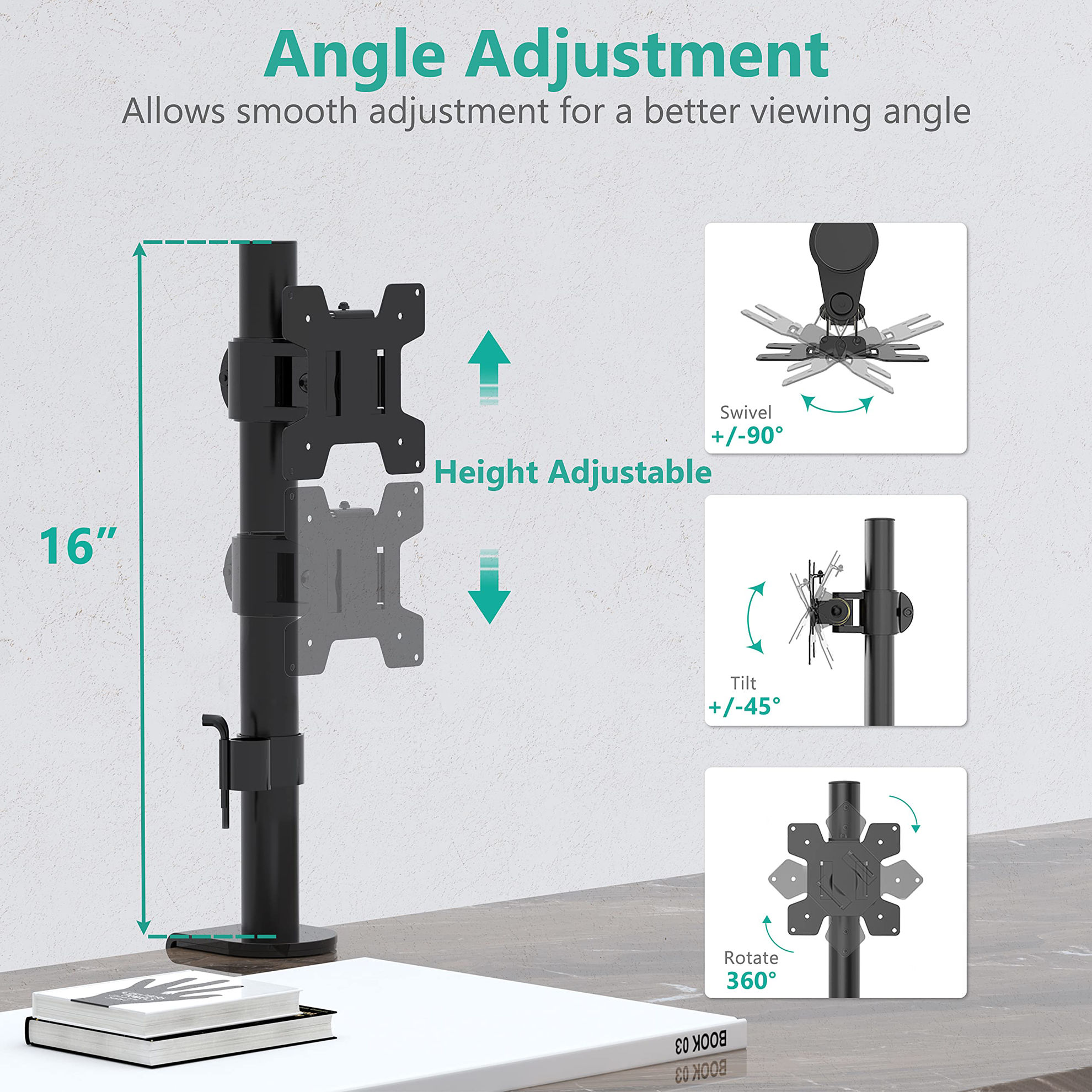 GetUSCart WALI Single Monitor Mount Single Desk Monitor Stand Single