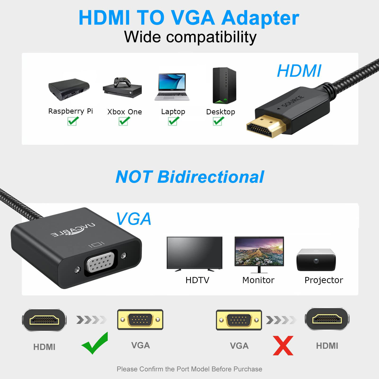 Getuscart Uv Cable Hdmi To Vga Adapter Pack Hdmi To Vga Adapter