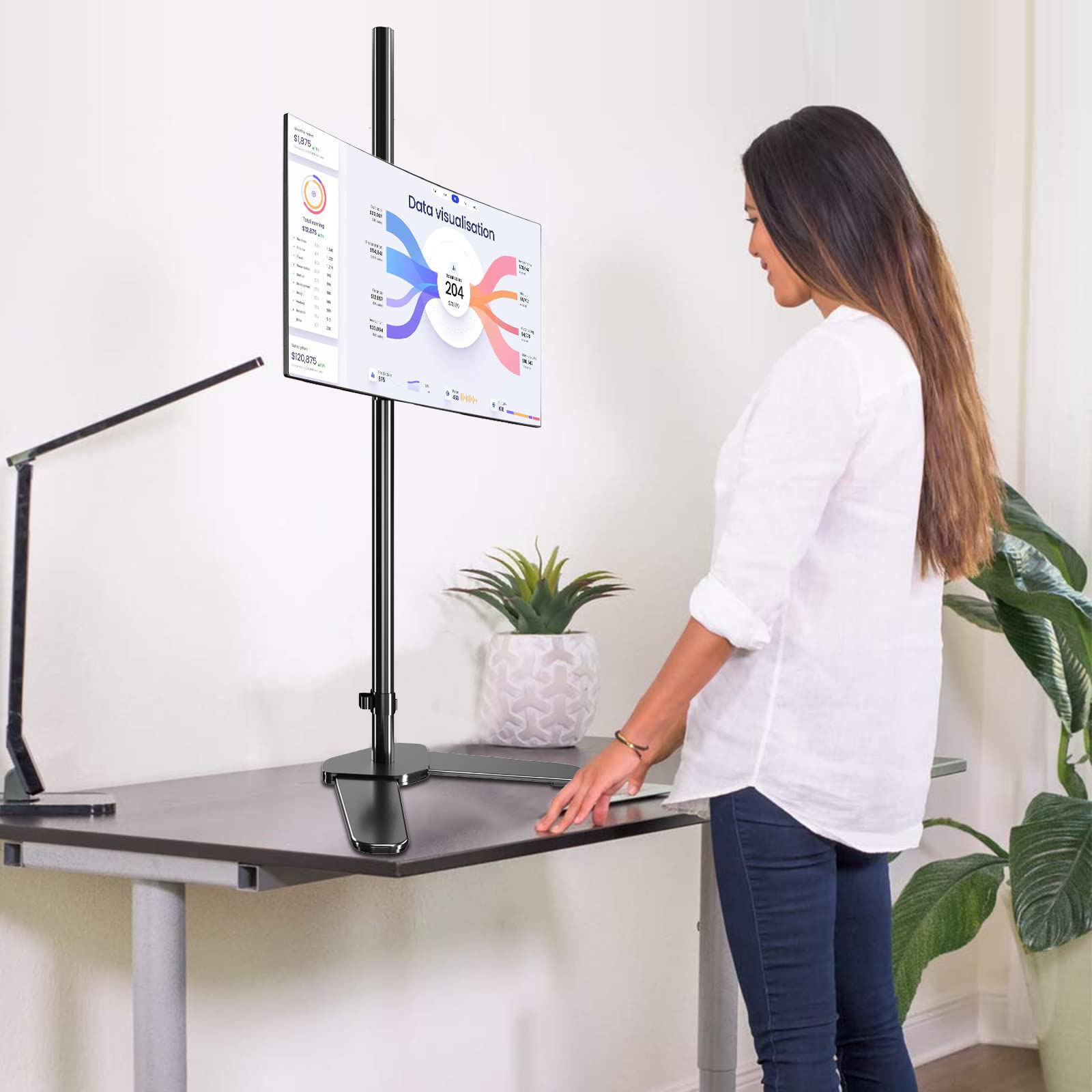 GetUSCart Single Monitor Mount Extra Long Monitor Stand 47 Inch Pole