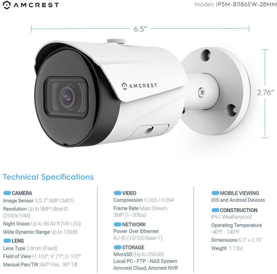 Getuscart Amcrest Ultrahd Mp Outdoor Poe Camera X P Bullet