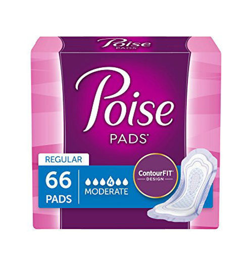 GetUSCart- Poise Incontinence Pads, Moderate Absorbency, Regular, 66 Count