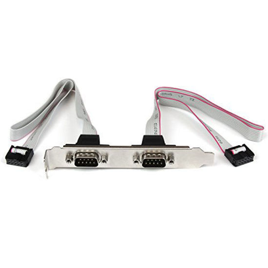 Picture of StarTech.com 2 Port 16in DB9 Serial Port BRacket to 10 Pin Header - DB9 bRacket - DB9 Header - Serial Port bRacket (PLATE9M2P16)