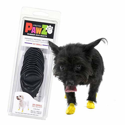 Picture of Pawz Dog Boots | Dog Paw Protection with Dog Rubber Booties | Dog Booties for Winter, Rain and Pavement Heat | Waterproof Dog Shoes for Clean Paws | Paw Friction for Dogs | Dog Shoes | Black | XXS