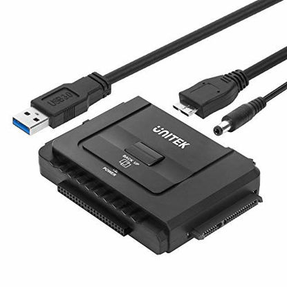 Picture of Unitek USB 3.0 to IDE and SATA Converter External Hard Drive Adapter Kit for Universal 2.5/3.5 HDD/SSD Hard Drive Disk, One Touch Backup Function and Restore Software, Included 12V/2A Power Adapter