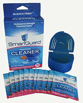 Picture of SmartGuard Premium Cleaner Crystals & Cleaning Case -(110 Cleanings)- Removes Stain, Plaque, Bad Odor from Clear Braces, Dentures, Night Guards, Mouth Guard, Retainers.