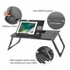 Picture of Etable Foldable Laptop Bed Tray Tablet Charging Table Adjustable Lap Desk with Built-in 10000mAh Rechargeable Power Bank and LED Light - Portable Laptop Table Breakfast Food Table Reading Desk - Black