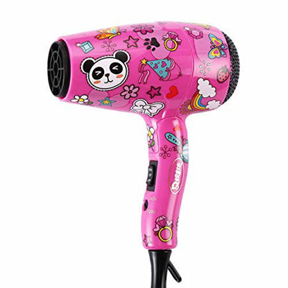 Picture of Deogra Travel Hair Dryer for Kids - Portable Mini Hair Dryer Dual Voltage for International Use - Foldable Compact Blow Dryer with Diffuser and Concentrator Pink