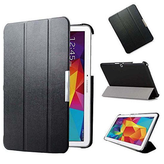 Picture of KUESN SM-T530 T531 Smart Cover Case for Samsung Galaxy Tab 4 10.1 Tablet Ultra Slim Flip Folio Pu Leather Stand Case with Magnetic Auto Sleep&Awake up (Black)