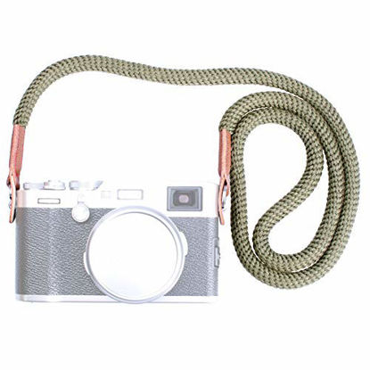 Picture of VKO Soft Cotton Camera Neck Strap,Shoulder Strap Compatible with Sony A6600 A6400 A6000 A6300 A6500 A5100 RXIR II RX10 X100F X-T30 X-T20 X-T3 X-T2 X70 X-Pro2 X-E3 X30 X100S X100T Camera Green