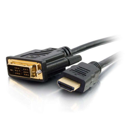 Picture of C2G DVI-D to HDMI Cable - 6.6ft Bi-Directional Cable with Gold-Plated Connectors - Foil & Braid Shield for Reduced Interference - 42516