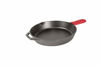 Picture of Lodge Pre-Seasoned Cast Iron Skillet with Assist Handle Holder, 12", Red Silicone