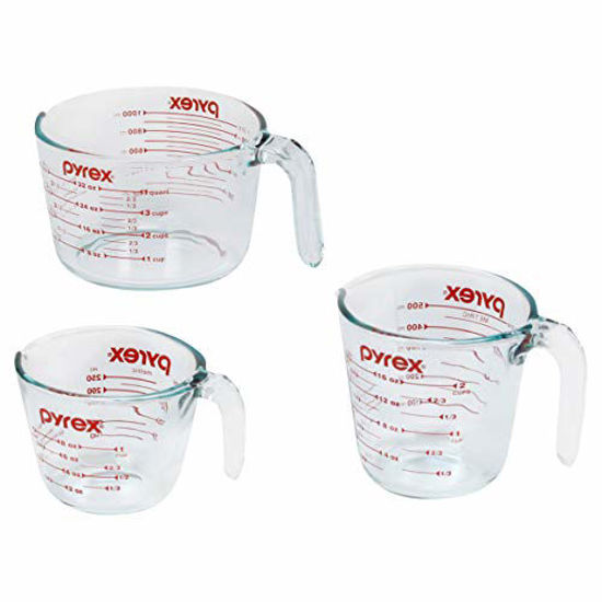 Picture of Pyrex Glass Measuring Cup Set (3-Piece, Microwave and Oven Safe),Clear