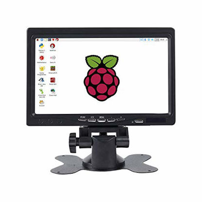 Picture of SunFounder 7 Inch HD TFT LCD Screen Monitor HDMI - 1024x600 Display AV VGA Input Built in Speaker for Raspberry Pi 4 Model B 3 Model B+ 3B CCTV Computer PC DVR Car