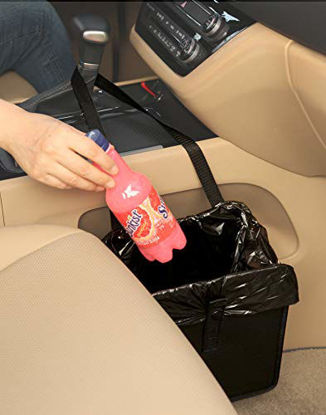Picture of KMMOTORS Comfortable car Garbage can Useful car Wastebasket Multi-Functional Artificial Leather and Oxford Clothes car Organizer Enough Storage for Garbage (1. Jopps Garbage can)