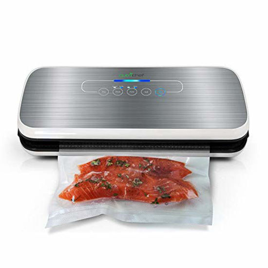 Picture of Vacuum Sealer By NutriChef | Automatic Vacuum Air Sealing System For Food Preservation w/ Starter Kit | Compact Design | Lab Tested | Dry & Moist Food Modes | Led Indicator Lights (Silver)