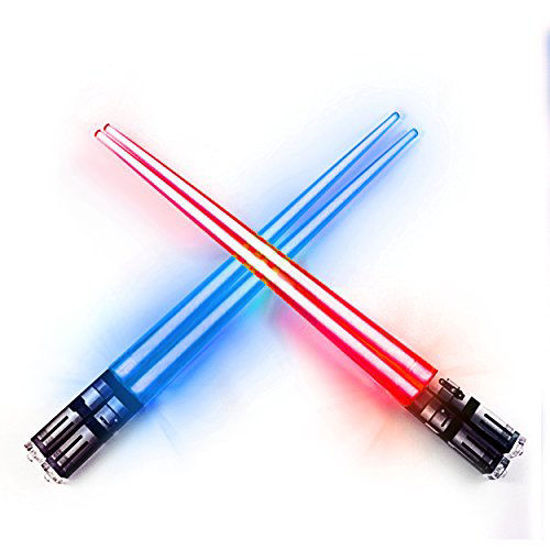 Picture of LIGHTSABER CHOPSTICKS LIGHT UP STAR WARS LED Glowing Light Saber Chop Sticks REUSABLE Sushi Lightup Sabers Red and Blue 2 Pairs