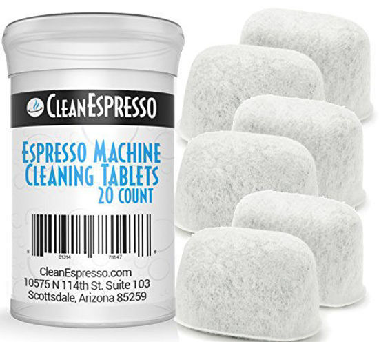 Picture of Breville Espresso Machine Cleaning Tablets and Filters - 2 Gram Espresso Cleaning Tablets - Replacement Water Filter - Espresso Machine Cleaner Accessories by CleanEspresso (20 Tablets + 6 Filters)