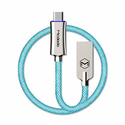 Picture of USB Type-C Smart LED Auto Disconnect Quick Charge Data 3.2FT/1M Cable QC 3.0 Compatible with Samsung Galaxy S8, S8+, The New MacBook,Google Pixel,Nexus 6P,LG V20 G5,HTC 10 & More by Mcdodo (Sky Blue)