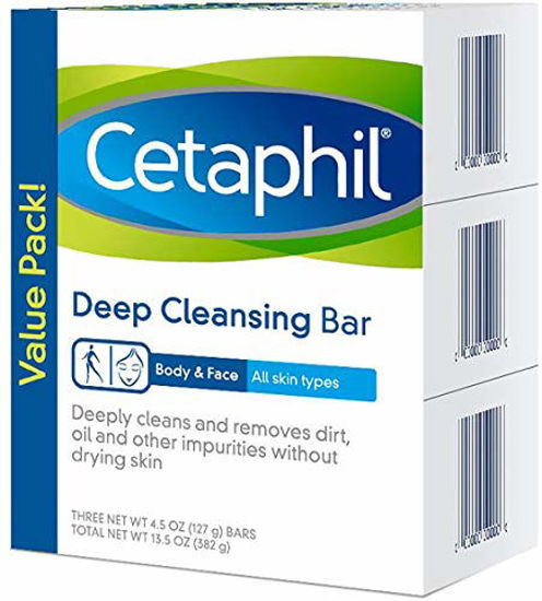 Picture of Cetaphil Deep Cleansing Face & Body Bar for All Skin Types, 3 Count