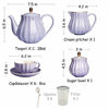 Picture of Porcelain Tea Sets British Royal Series, 8 OZ Cups& Saucer Service for 6, with Teapot Sugar Bowl Cream Pitcher Teaspoons and tea strainer for Tea/Coffee, Pukka Home (Pink)