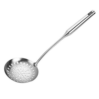 Picture of TBWHL Skimmer Slotted Spoon, Heavy Duty 304 Stainless Steel Slotted Spoon with Vacuum Ergonomic Handle, Comfortable Grip Design Strainer Ladle for Kitchen, 14.96 Inches