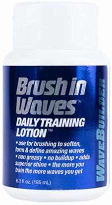 Picture of WaveBuilder Brush In Waves Daily Training Lotion | Non Greasy Formula Forms and Defines Hair Waves, 6.3 Oz