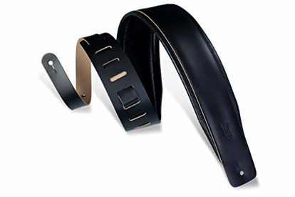 Picture of Levy's Leathers 3" Leather Guitar Strap with Foam Padding and Garment Leather Backing; Black (DM1PD-BLK)