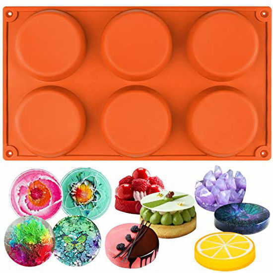 Picture of Funshowcase 6-Cavity Mini Disc Cake Pie Custard Tart Resin Coaster Silicone Mold 3-inch Small Fluted