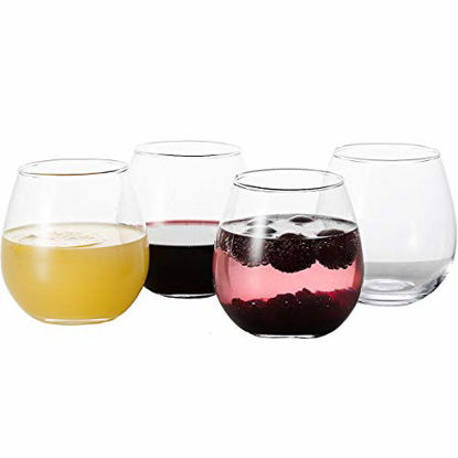 Picture of GoodGlassware Stemless Wine Glasses (Set Of 4) 15 oz - Crystal Clear Clarity, Classic Bowl Design Perfect for Red and White Wines - Lead Free, Dishwasher Safe, All-Purpose Tumblers