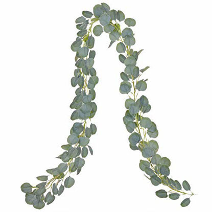 Picture of DearHouse Artificial Eucalyptus Garland Faux Silk Eucalyptus Leaves Vines Handmade Garland Greenery Wedding Backdrop Arch Wall Decor