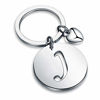 Picture of HOLLP Initial Disc Charm Keychain 26 Initial Letter Alphabet Key Ring A-Z Initial English Charm Keychain (Silver-J)