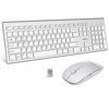 Picture of Wireless Keyboard and Mouse,FENIFOX Full-Size USB Dual System Switching Double Ergonomic Whisper-Quiet Compatible with PC Desktop Computer macOS Windows -Silver White