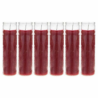 Picture of Mega Candles 6 pcs Unscented Red 7 Day Devotional Prayer Glass Container Candle, Premium Wax Candles 2 Inch x 8 Inch, Great for Sanctuary, Vigils, Prayers, Blessing, Religious & More