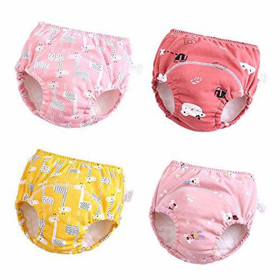 GetUSCart Baby Girls 4 Pack Cotton Training Pants Toddler Potty Training  Underwear for Boys and Girls 12M4T Girls 12M2T Pink