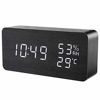 Picture of KeeKit Digital Wooden Alarm Clock, Electronic LED Desktop Clock with Temperature Humidity Time Display, 3 Alarm Settings, Voice Control, 3 Levels Adjustable Brightness for Home, Bedroom, Office