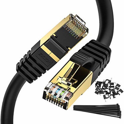 Picture of Ethernet Cable 10 ft Cat 8 Cable Zosion RJ45 Internet Patch Cable 2000Mhz 40Gbps High Speed LAN Wire Cable Cord Shielded for Modem, Router, PC, Mac, Laptop, PS2, PS3, PS4, Xbox, and Xbox 360 Black