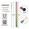 Picture of 5 Pcs 10" Reusable Boba Straws & Smoothie Straws - Rainbow Colors & Angled Tips, 0.5" Wide Stainless Steel Straws, Metal Straws for Bubble Tea, Milkshakes, Jumbo Drinks | 2 Cleanning Brushes & 1 Case