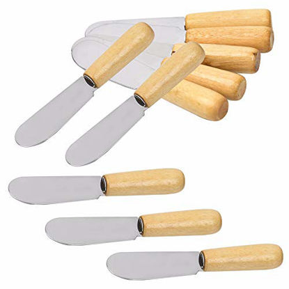 Picture of Wood Handle Butter Spreader, 4 Inch, SourceTon Sandwich Cream Cheese Condiment Knives, Set of 10