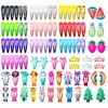 Picture of Hair Clips for Girls, Funtopia 100 Pcs No Slip Metal Snap Hair Clips Barrettes for Kids Teens Women, Cute Candy Color Cartoon Design Hair Pins (Animals Fruits Crowns Stars)