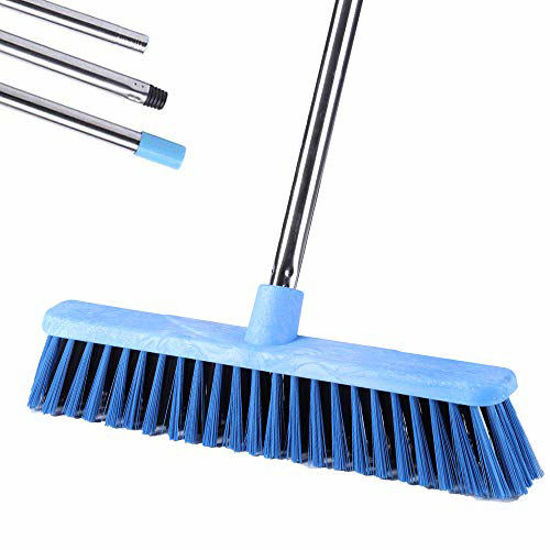 Multipurpose Floor Brush, Shower Cleaning Scrubber Brush with Long Handle,  Large Brushes for Scrubbing, Stiff Push Broom for Grout/Patio/Garage/ Bathroom/Boat/Tile Floor and Concrete 