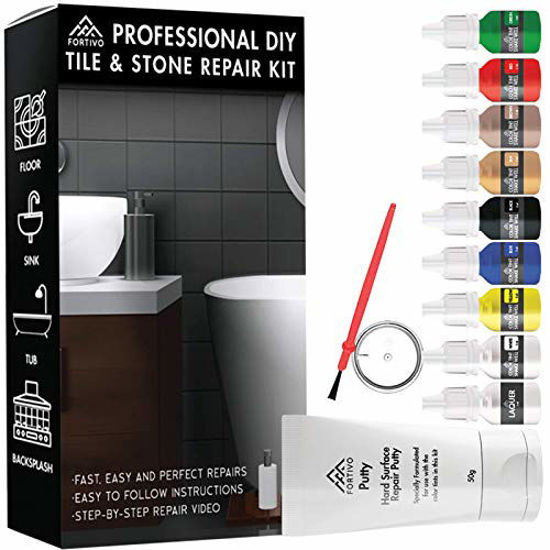 Picture of Tile Repair Kit Stone Repair Kit - Porcelain Repair Kit for Cracked Stone, Crack Chip Ceramic Floor - Tile Gap Filler & Repair Tile Paint - Granite Filler Repair Kit & Laminate Floor Scratch Remover