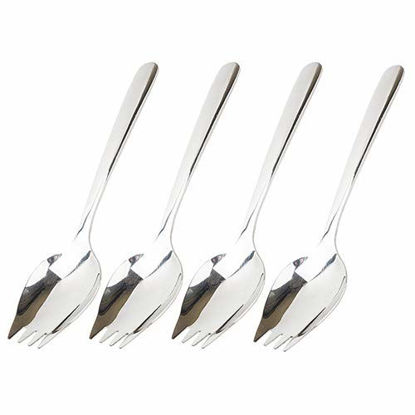 Picture of Sporks 4 pack Stainless Steel Sporks 5.9 inch Spork Spoon for Ice Cream Spoon Salad Forks, Fruit Appetizer Dessert, Silver